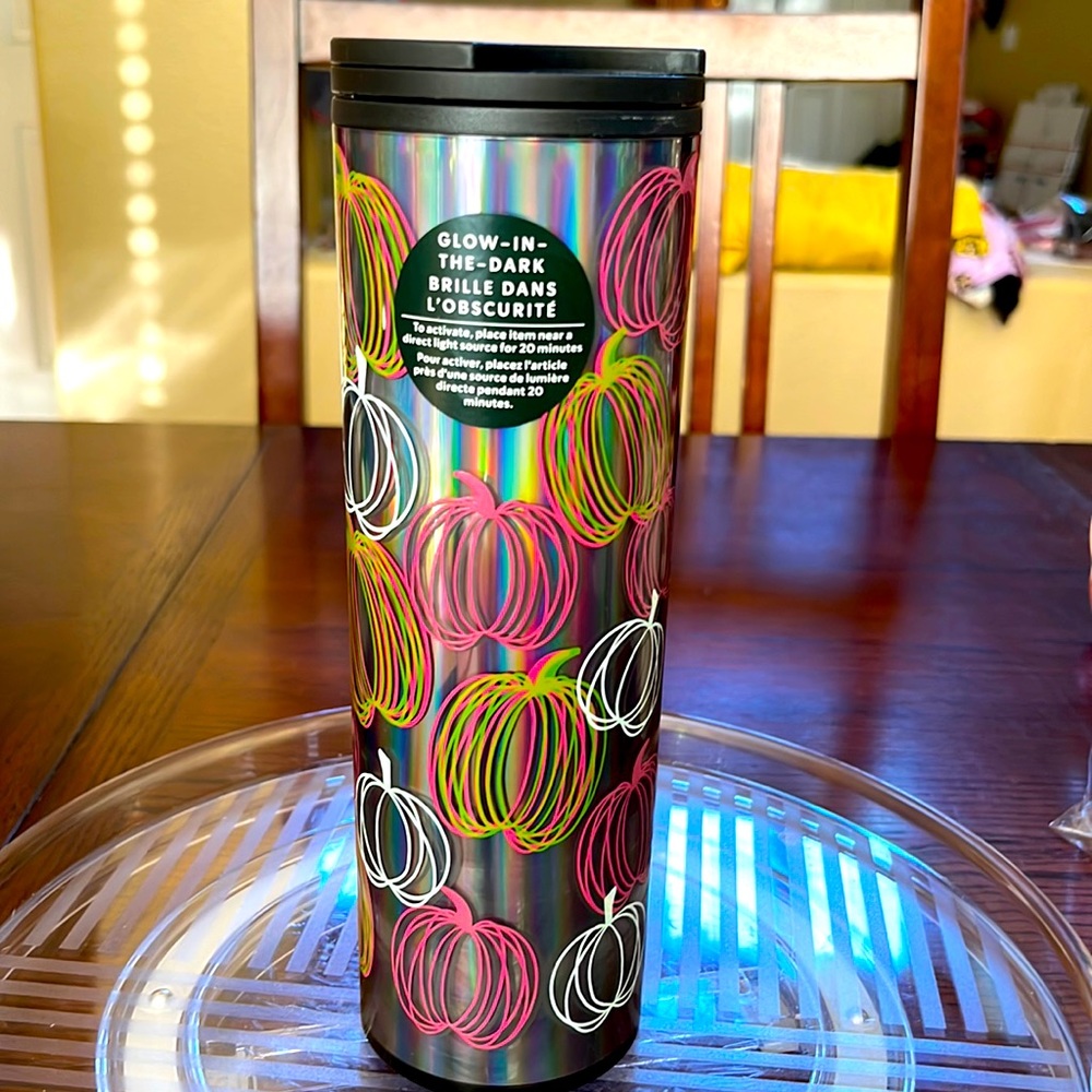 Starbucks 16 ounce Tumbler glow in the dark pumpkin collection.